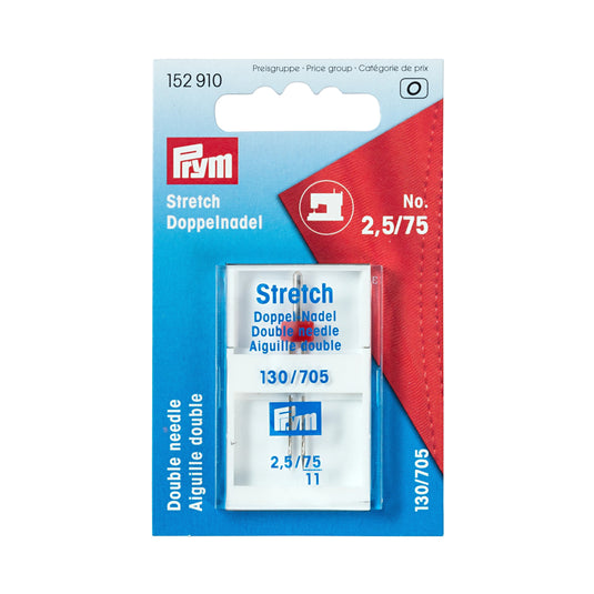 152910|Prym Double Sewing Machine Needle, Stretch, Size 2.5 (No. 75)