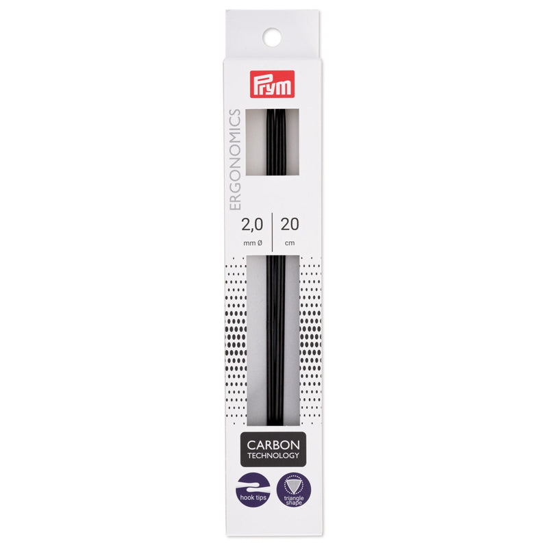 Cargue la imagen en el visor de la galería, 194220|Prym 8" Ergonomic Double Point Knitting Needles, Carbon, 2.0mm