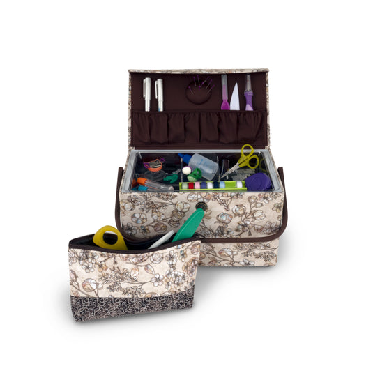 Z10456|Dritz Rectangular Sewing Basket with Zippered Case, Medium