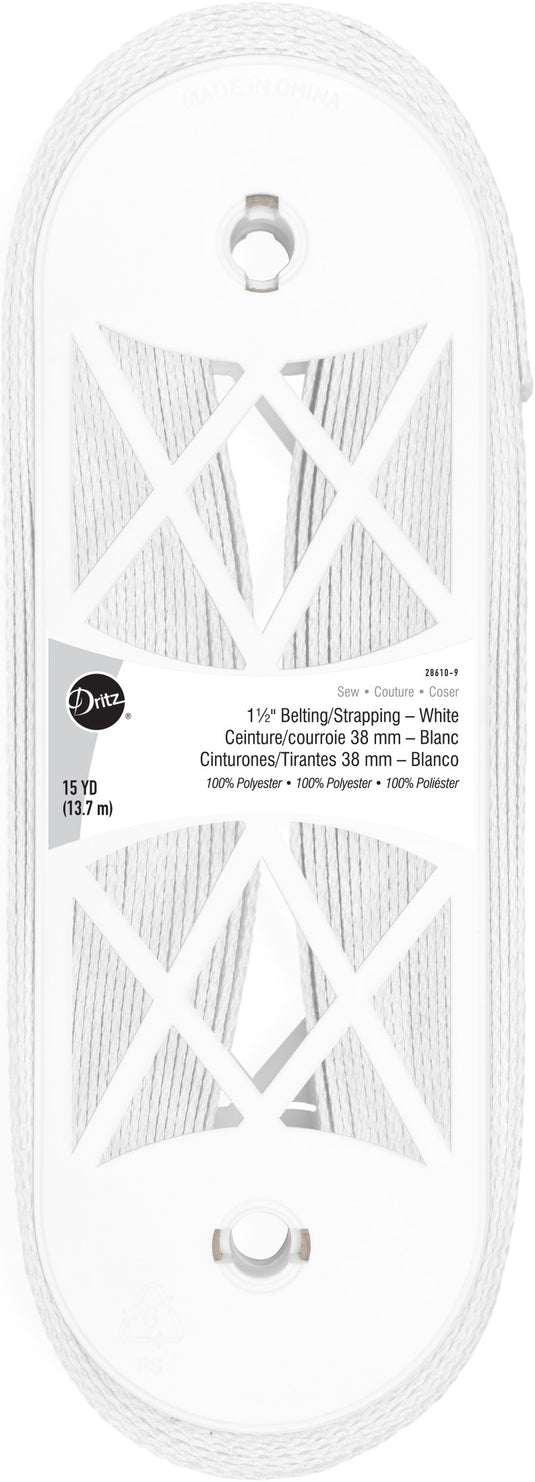 28610-9|Dritz 1-1/2" Polyester Belting & Strapping, White, 15 yd