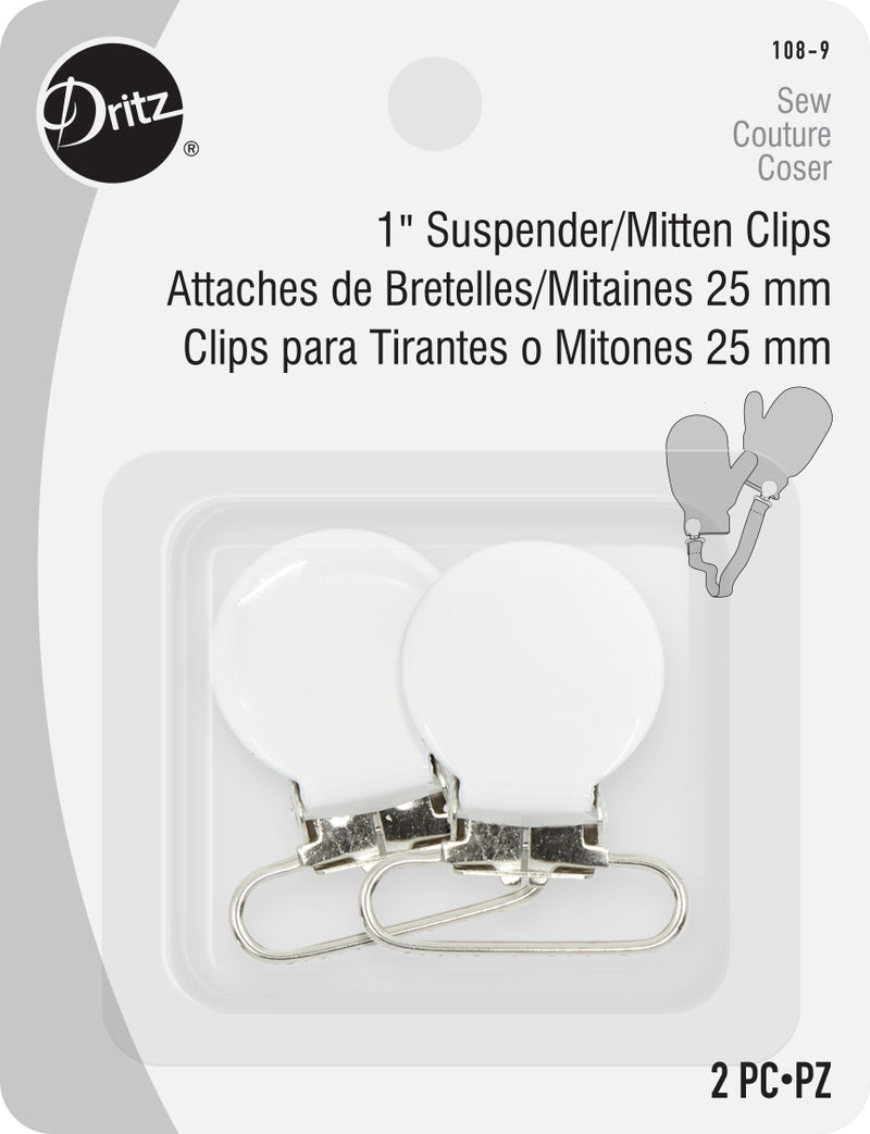 Load image into Gallery viewer, 108-9|Dritz 1" Suspender/Mitten Clips, 2 pc, White