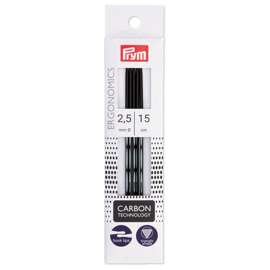 194181|Prym 6" Ergonomic Double Point Knitting Needles, Carbon, 2.5mm