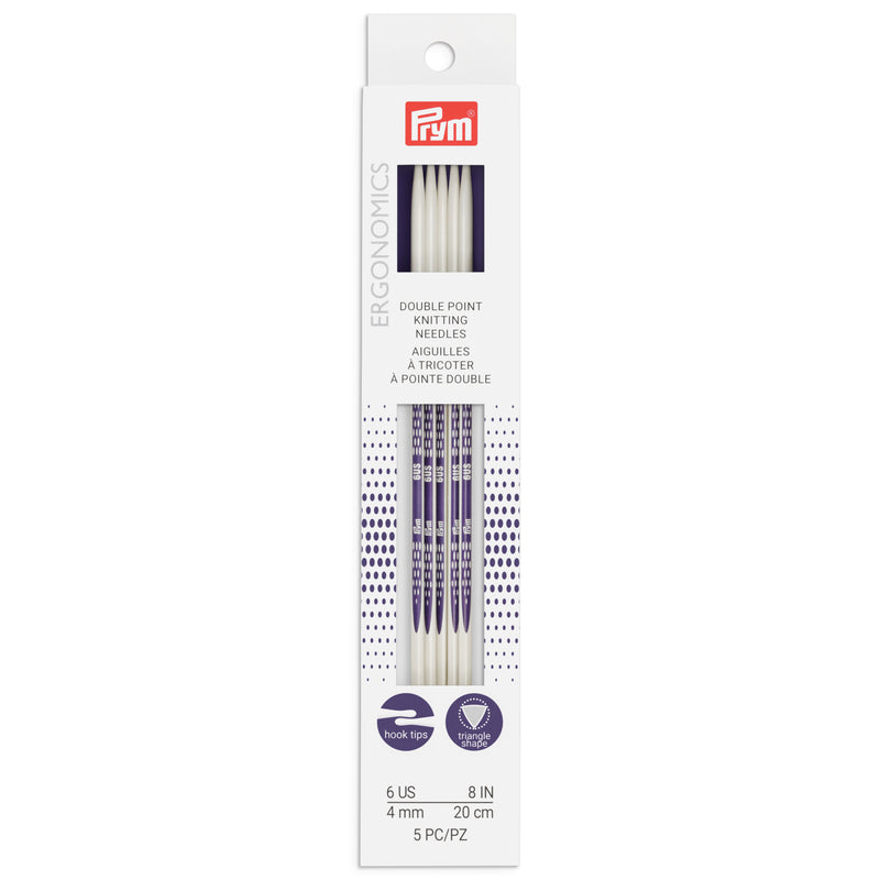 Cargue la imagen en el visor de la galería, 57053|Prym 8" Ergonomic Double Point Knitting Needles, US 6 (4mm)