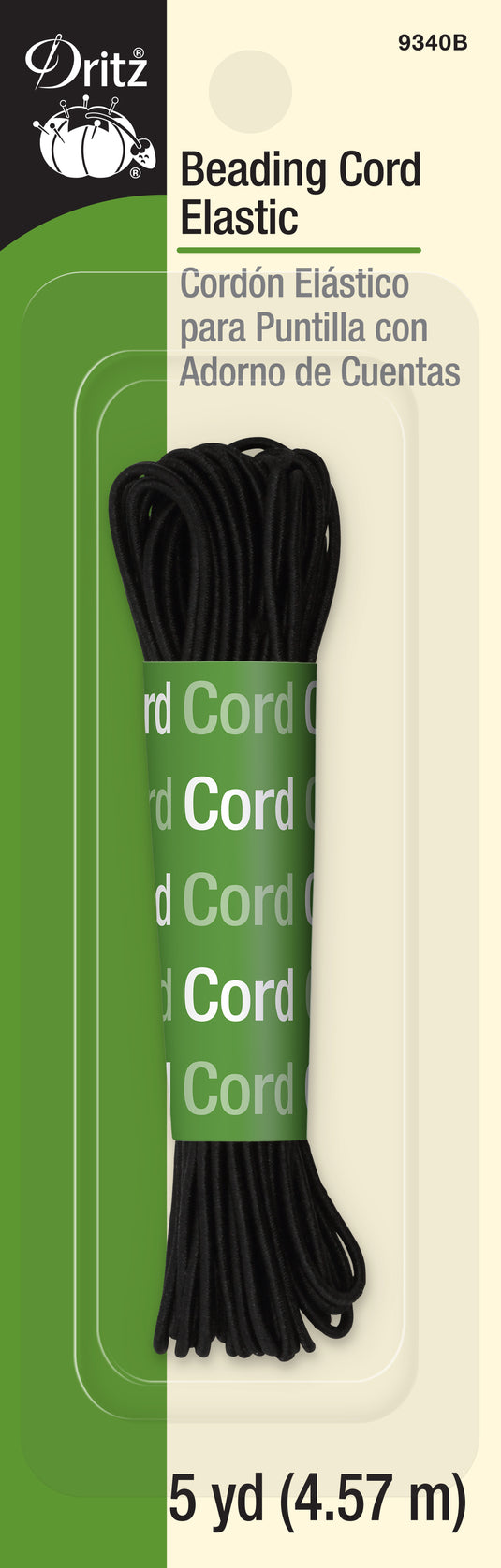 9340B|Dritz Beading Cord Elastic, Black, 5 yd