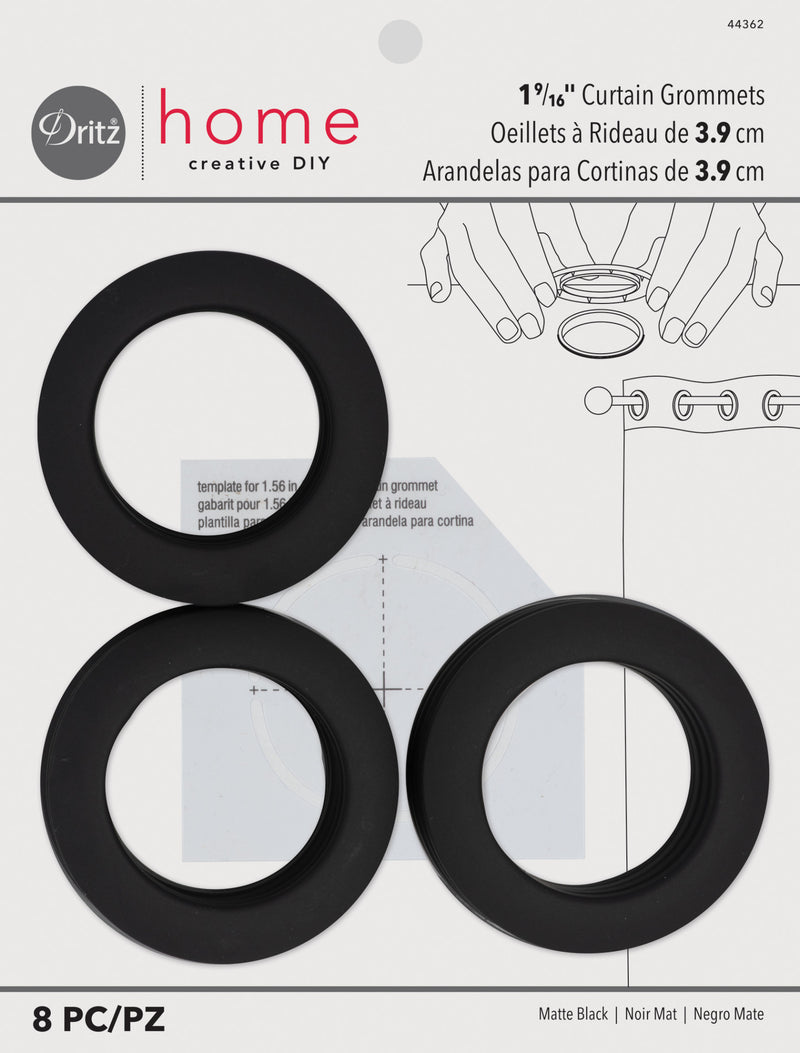 Load image into Gallery viewer, 44362|Dritz 1-9/16" Plastic Curtain Grommets, Matte Black, 8 Sets