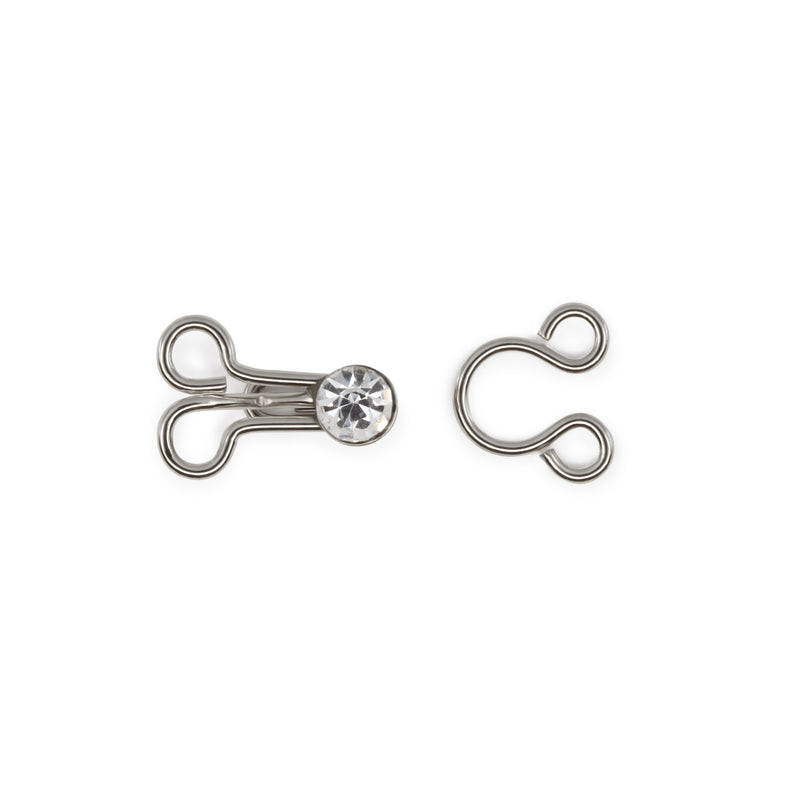 Load image into Gallery viewer, 441-65|Dritz Hooks &amp; Eyes with Rhinestones, 3 Sets, Nickel