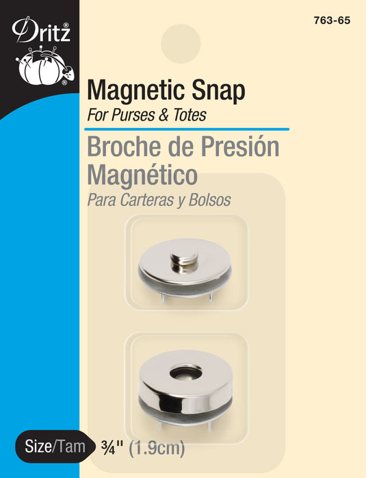 763-65|Dritz 3/4" Magnetic Snap, 1 Set, Nickel