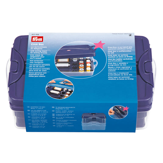 612406|Prym Click Box with Thread Sorting Inserts, Clear