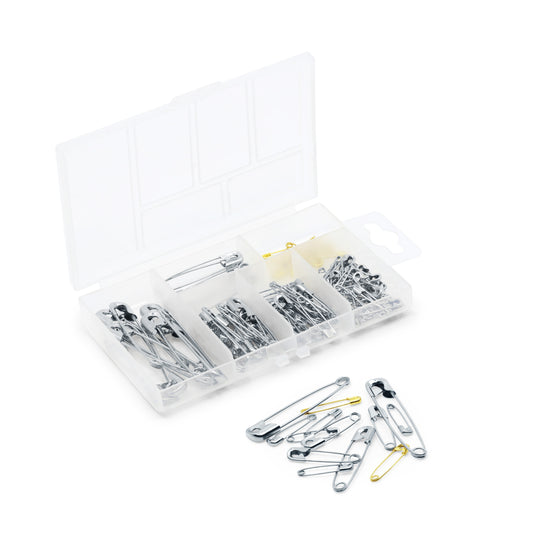 1480|Dritz Safety Pins & Storage Box, Assorted Sizes, 100 pc