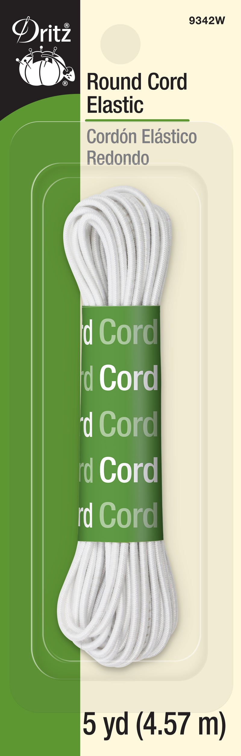 Load image into Gallery viewer, 9342W|Dritz Round Cord Elastic, White, 5 yd