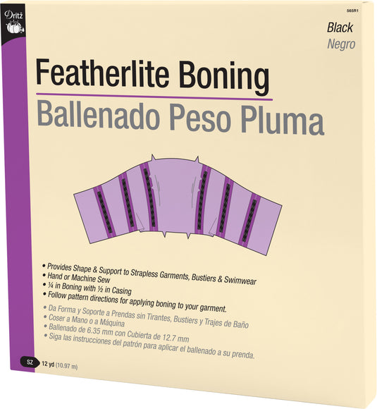 565R1|Dritz 1/4" Featherlite Boning with 1/2" Casing, Black