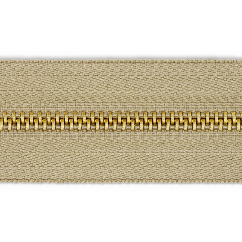 Cargue la imagen en el visor de la galería, 44228|Dritz Brass Upholstery Zipper, Beige, 30"