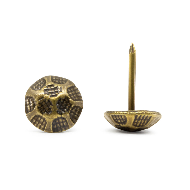 Load image into Gallery viewer, 9010|Dritz 7/16" Textured Decorative Nails, Antique Brass, 24 pc