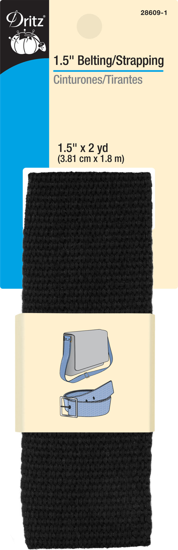 Load image into Gallery viewer, 28609-1|Dritz 1-1/2" Polyester Belting &amp; Strapping, Black, 2 yd