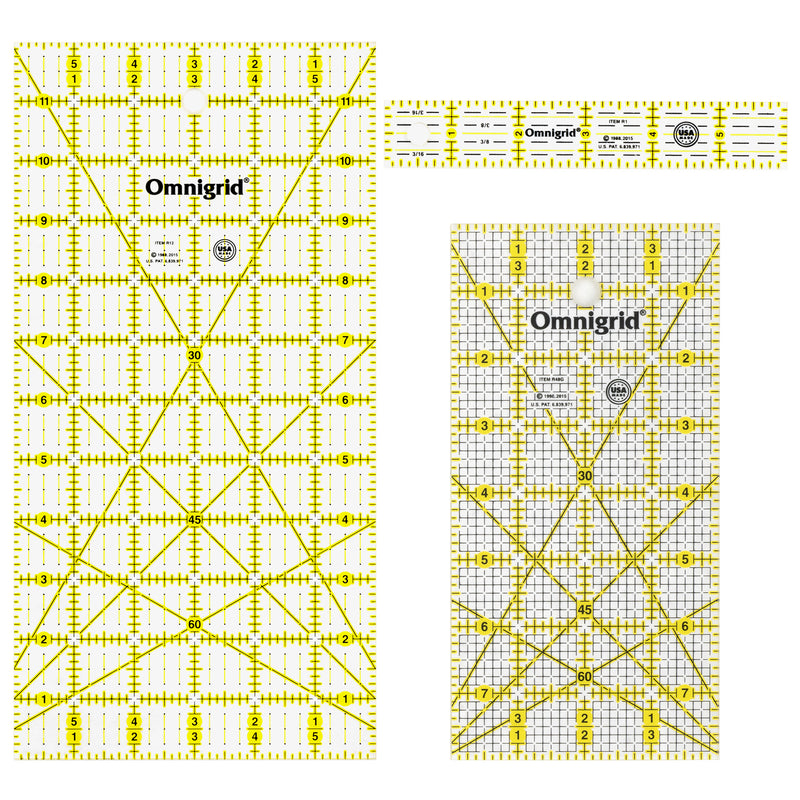 Load image into Gallery viewer, R11248|Omnigrid Rectangle Ruler Value Pack (1"x6", 4"x8", 6"x12")