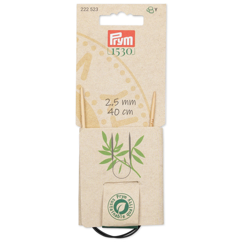 Cargue la imagen en el visor de la galería, 222523|Prym 16" (40 cm) Circular Bamboo Knitting Needles, US 1.5 (2.5 mm)