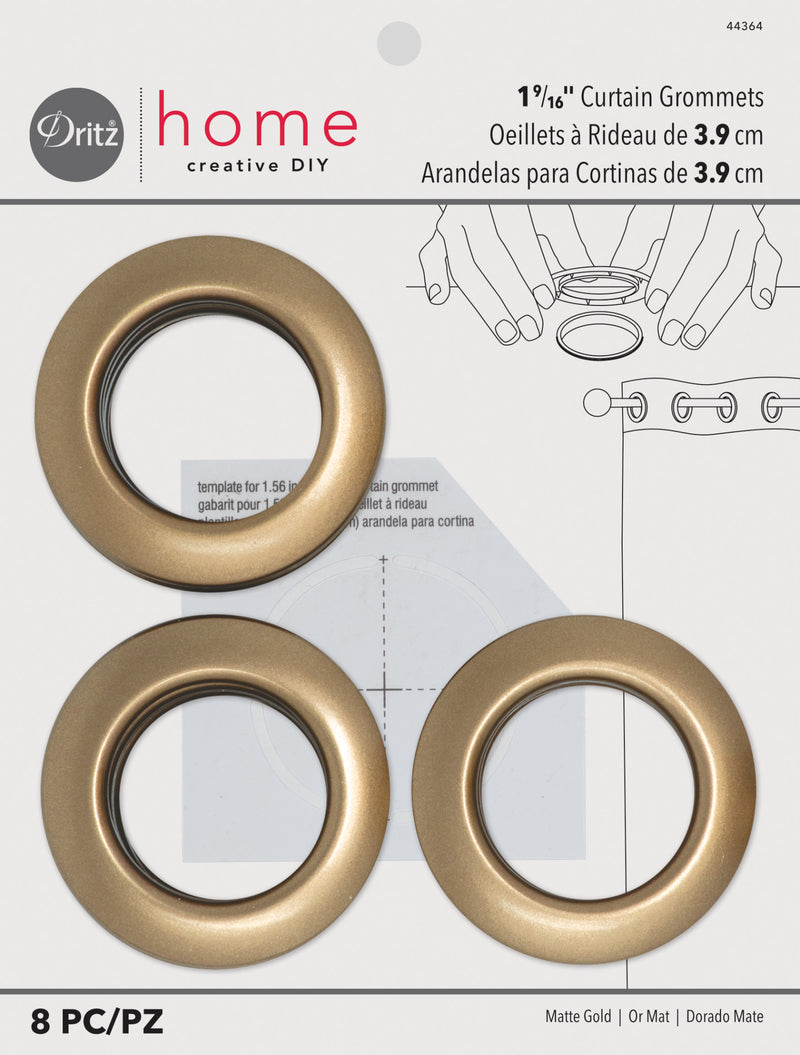 Load image into Gallery viewer, 44364|Dritz 1-9/16" Plastic Curtain Grommets, Matte Gold, 8 Sets