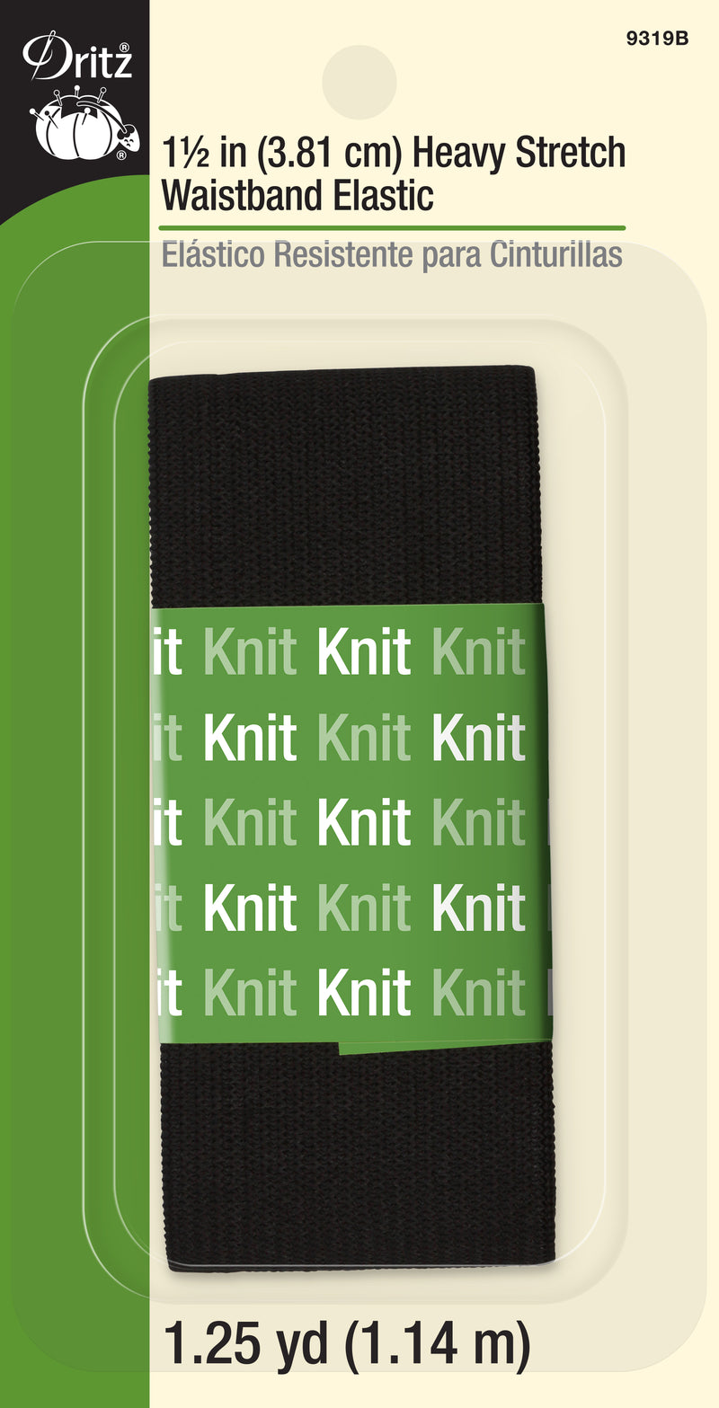 Cargue la imagen en el visor de la galería, 9319B|Dritz 1-1/2" Heavy Stretch Waistband Elastic, Black, 1-1/4 yd