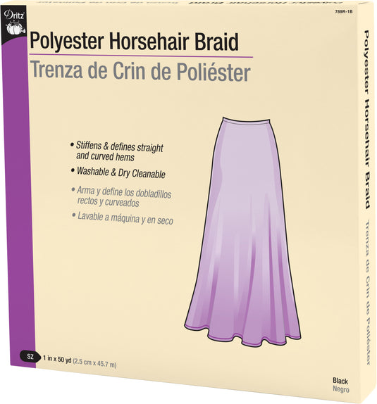 789R-1B|Dritz 1" Polyester Horsehair Braid, 50 yd, Black