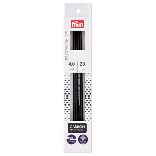 194224|Prym 8" Ergonomic Double Point Knitting Needles, Carbon, 4.0mm