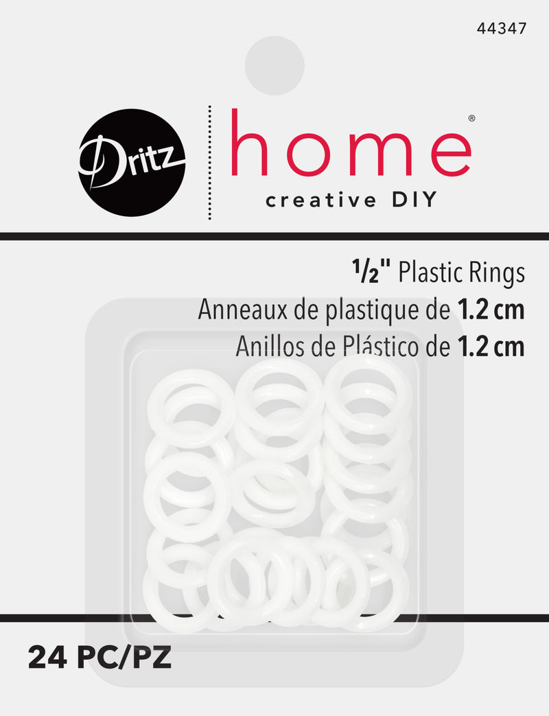 Cargue la imagen en el visor de la galería, 44347|Dritz 1/2" Plastic Rings, White, 24 pc