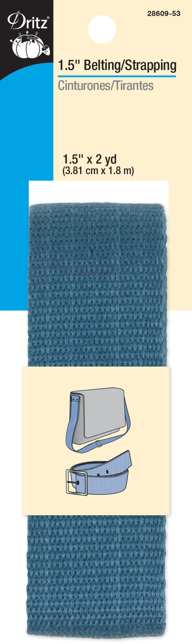 Load image into Gallery viewer, 28609-53|Dritz 1-1/2" Polyester Belting &amp; Strapping, Steel Blue, 2 yd