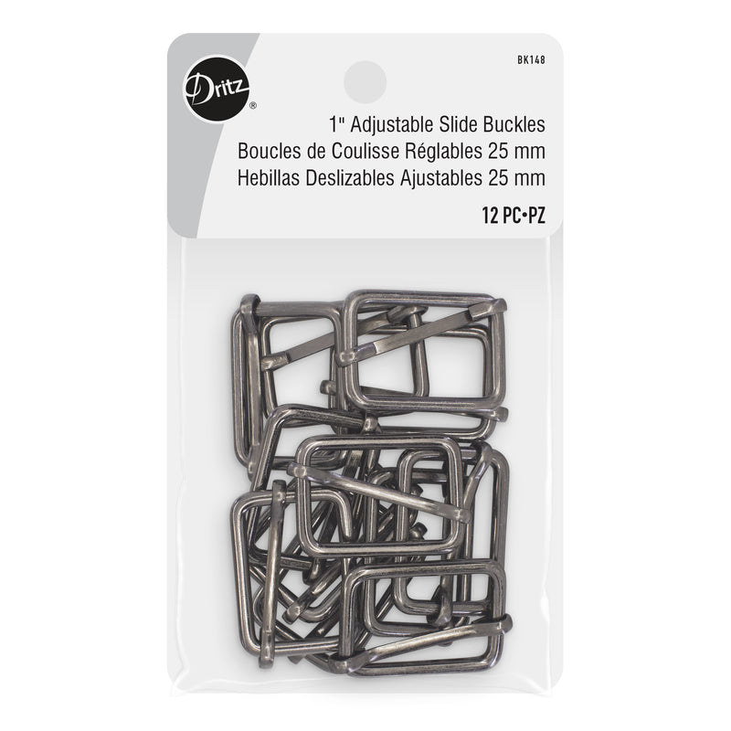 Load image into Gallery viewer, BK148|Dritz 1" Adjustable Slide Buckles, Gunmetal, 12 pc