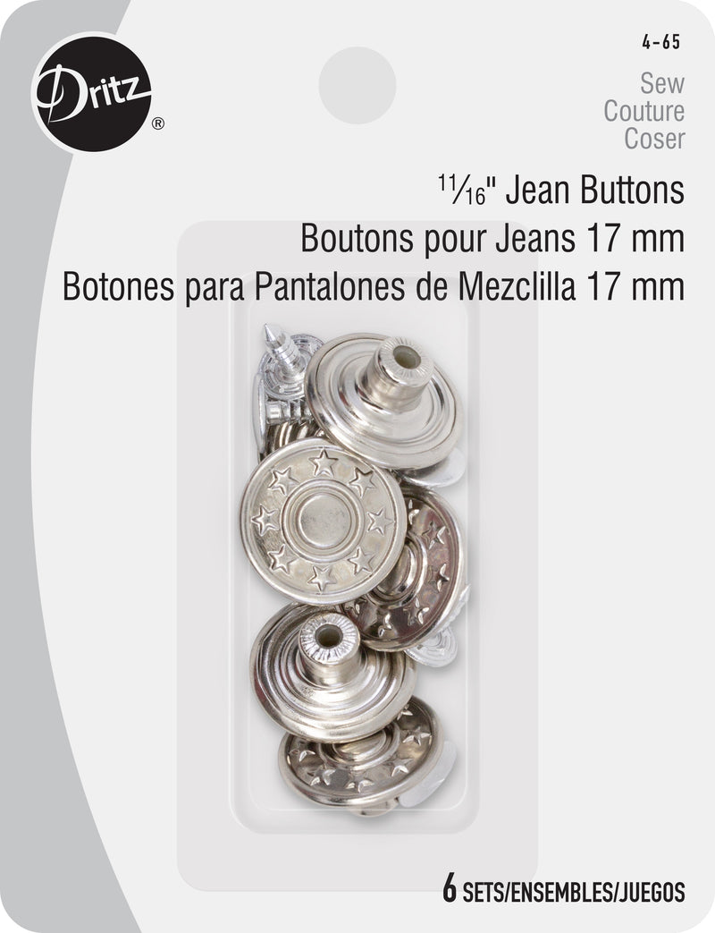 Chargez l'image dans la visionneuse de la galerie, 4-65|Dritz Jean Buttons, 6 pc, Nickel
