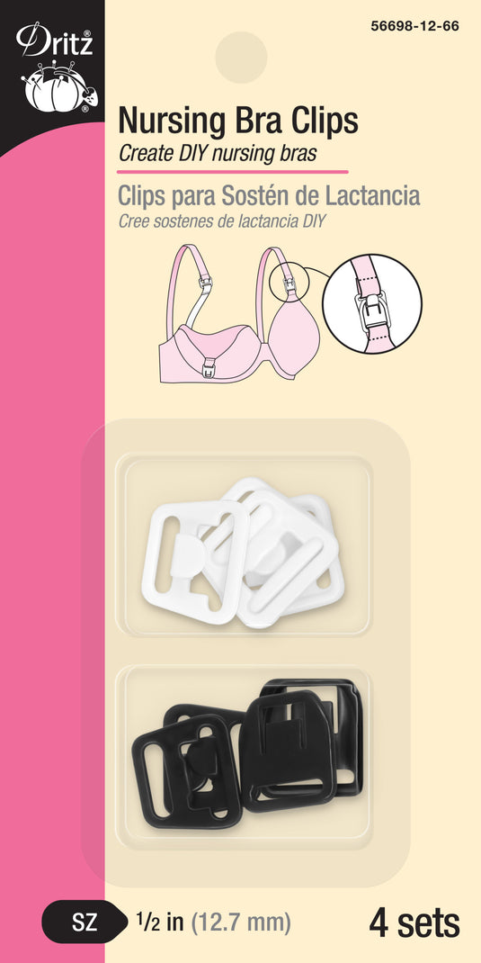 56698-12-66|Dritz Nursing Bra Clips, Black & White, 4 Sets, 1/2