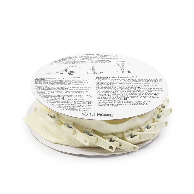 Cargue la imagen en el visor de la galería, 44238|Dritz Cut-To-Size Upholstery Zipper, Cream, 3-1/4 yd