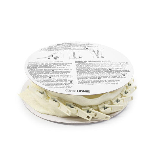 44238|Dritz Cut-To-Size Upholstery Zipper, Cream, 3-1/4 yd
