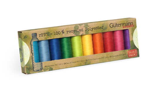 731138-3|Gutermann Sew-All rPET Polyester Thread Set, Bright, 10 Spools