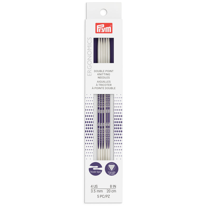 Cargue la imagen en el visor de la galería, 57052|Prym 8" Ergonomic Double Point Knitting Needles, US 4 (3.5mm)
