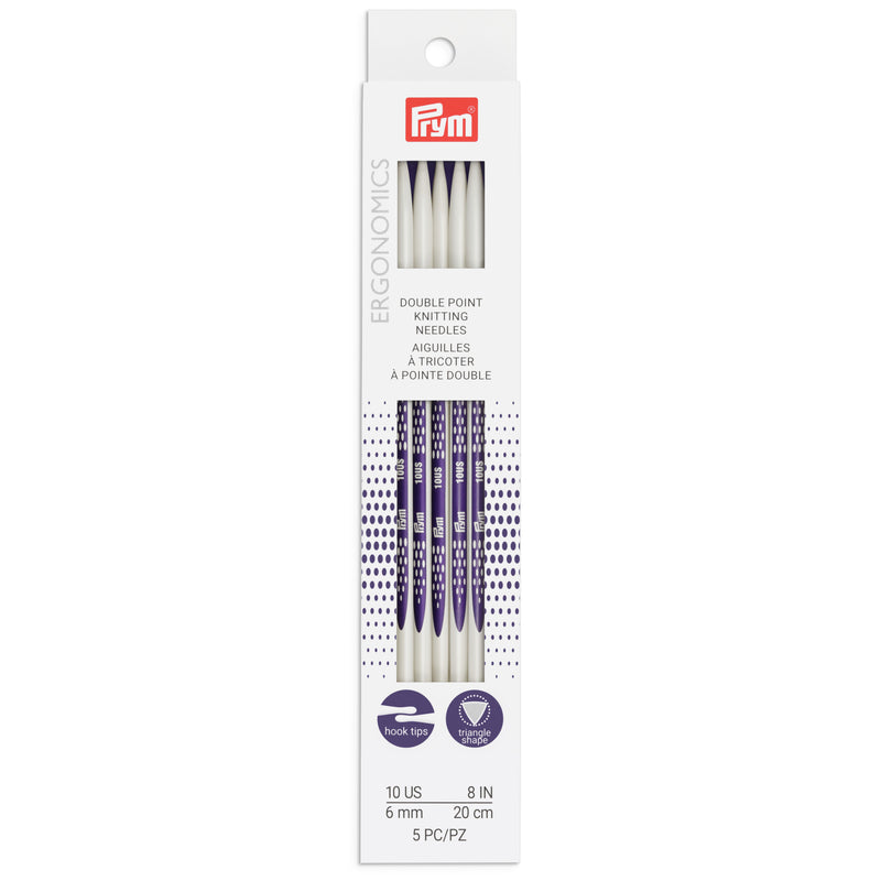 Cargue la imagen en el visor de la galería, 57056|Prym 8" Ergonomic Double Point Knitting Needles, US 10 (6mm)
