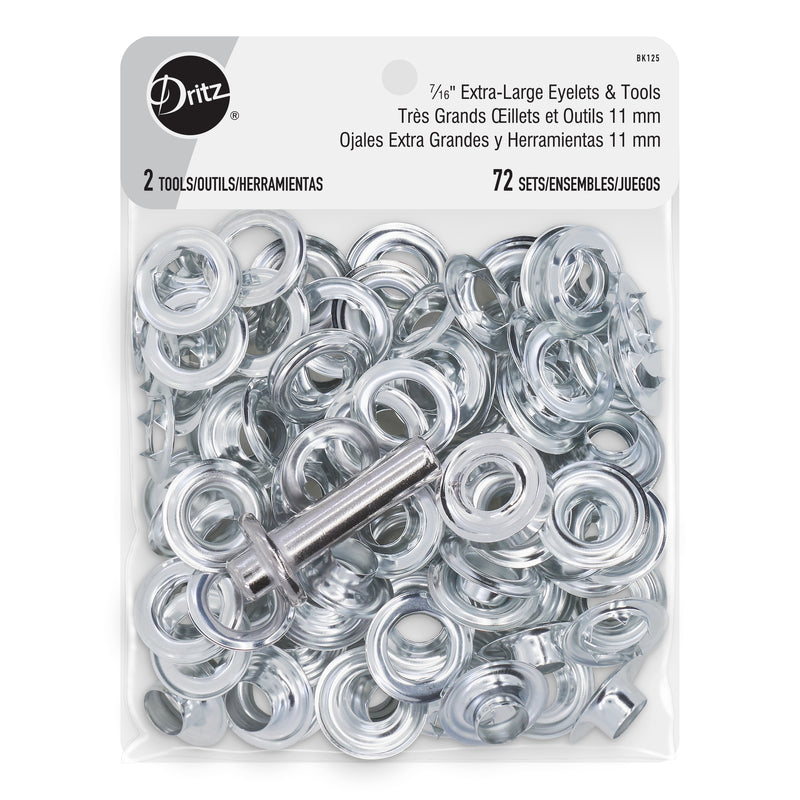 Load image into Gallery viewer, BK125|Dritz 7∕16" Extra-Large Eyelets &amp; Tools, 72 Sets, Nickel