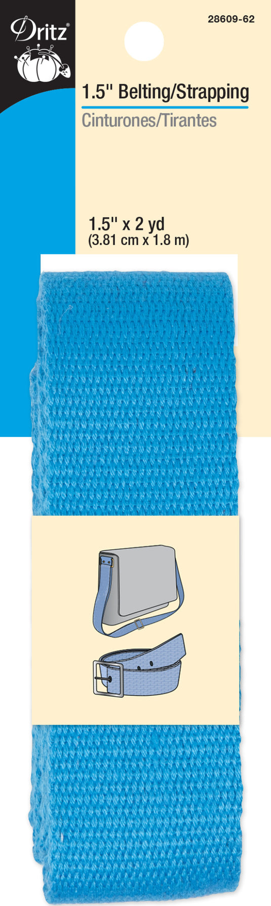 28609-62|Dritz 1-1/2" Polyester Belting & Strapping, Azure, 2 yd