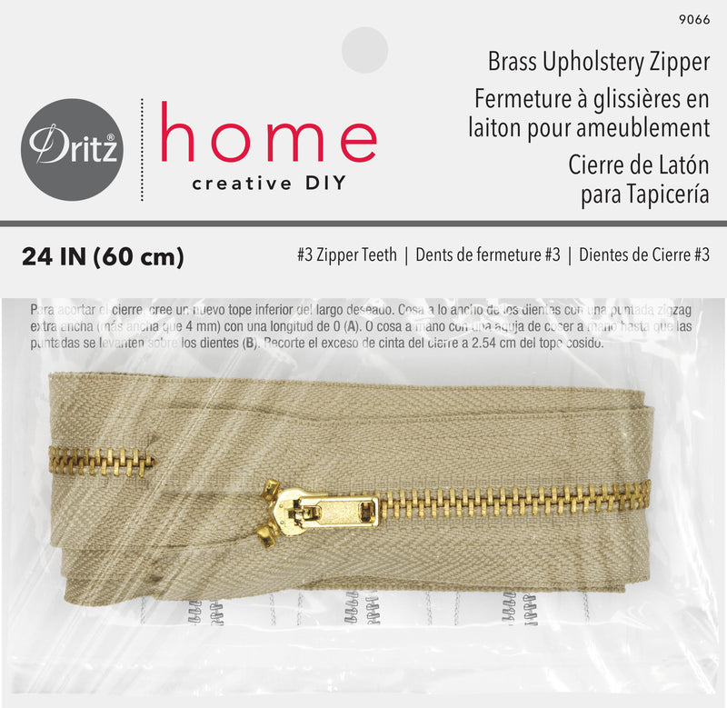 Cargue la imagen en el visor de la galería, 9066|Dritz Brass Upholstery Zipper, Beige, 24"