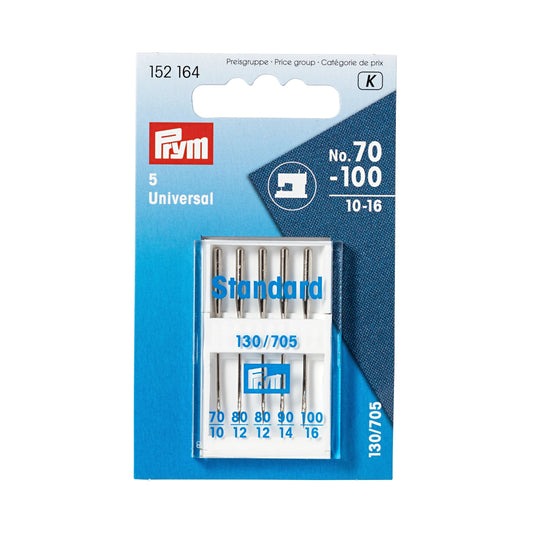 152164|Prym Universal Sewing Machine Needles, Sizes 10-16 (No. 70-100), 5 pc