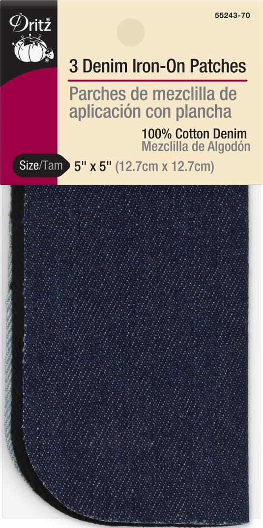 55243-70|Dritz Denim Iron-On Patches, 5
