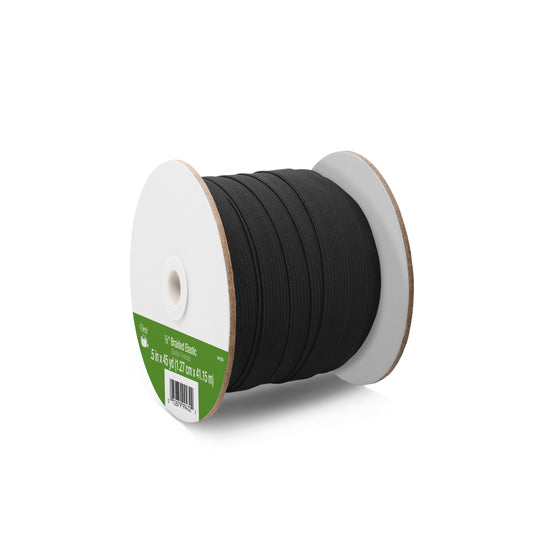 9432B|Dritz 1/2" Black Braided Elastic, 45 yd