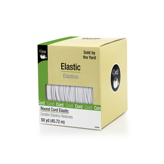9486W|Dritz Round Cord Elastic, White, 50 yd