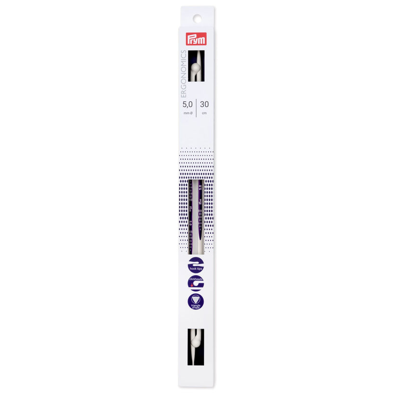 Cargue la imagen en el visor de la galería, 190306|Prym 12" Ergonomic Single Point Knitting Needles, 5mm