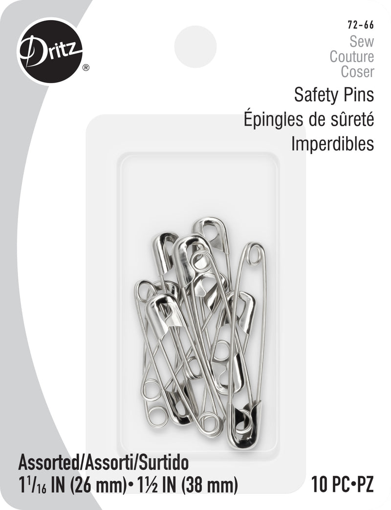 Load image into Gallery viewer, 72-66|Dritz Safety Pins, Assorted Sizes, Nickel, 10 pc