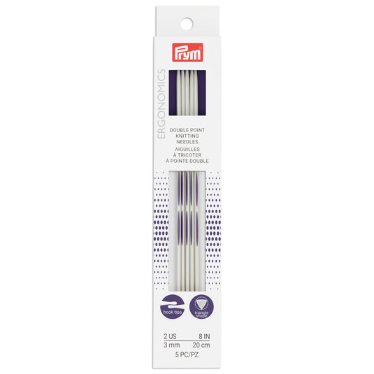 57051|Prym 8" Ergonomic Double Point Knitting Needles, US 2 (3mm)
