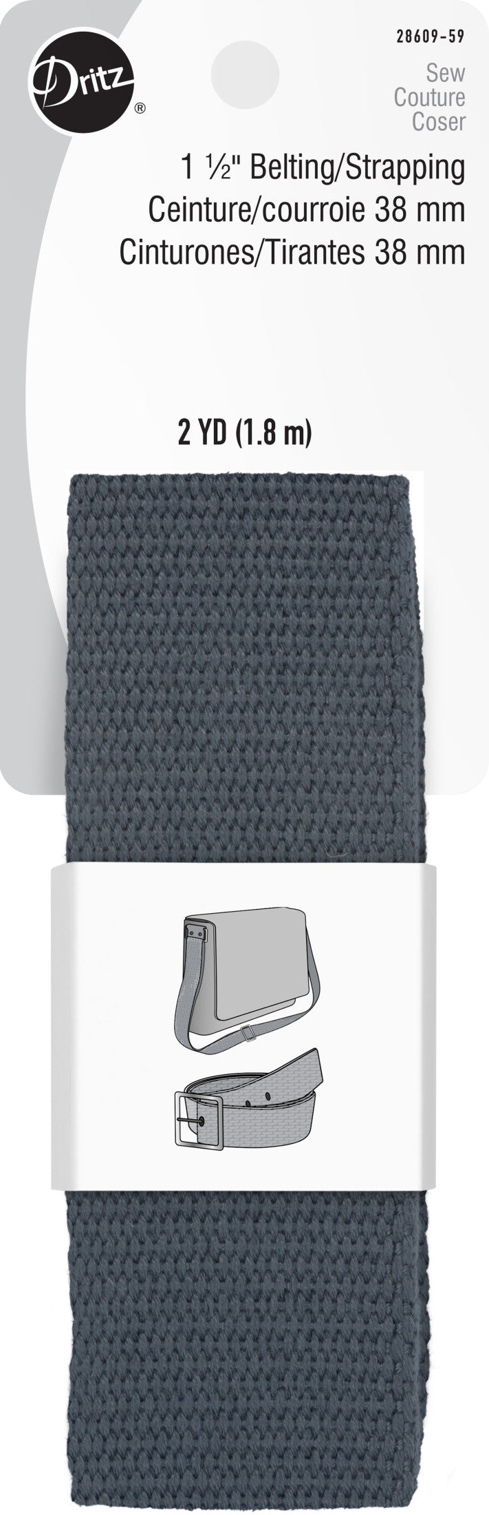 Load image into Gallery viewer, 28609-59|Dritz 1-1/2" Polyester Belting &amp; Strapping, Charcoal, 2 yd