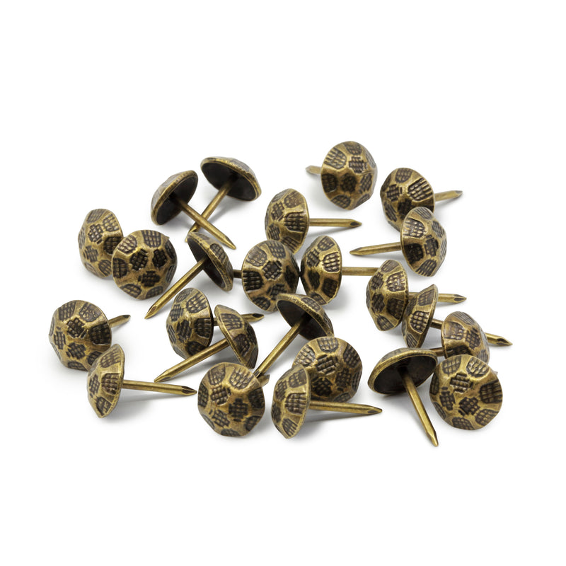 Load image into Gallery viewer, 9010|Dritz 7/16" Textured Decorative Nails, Antique Brass, 24 pc