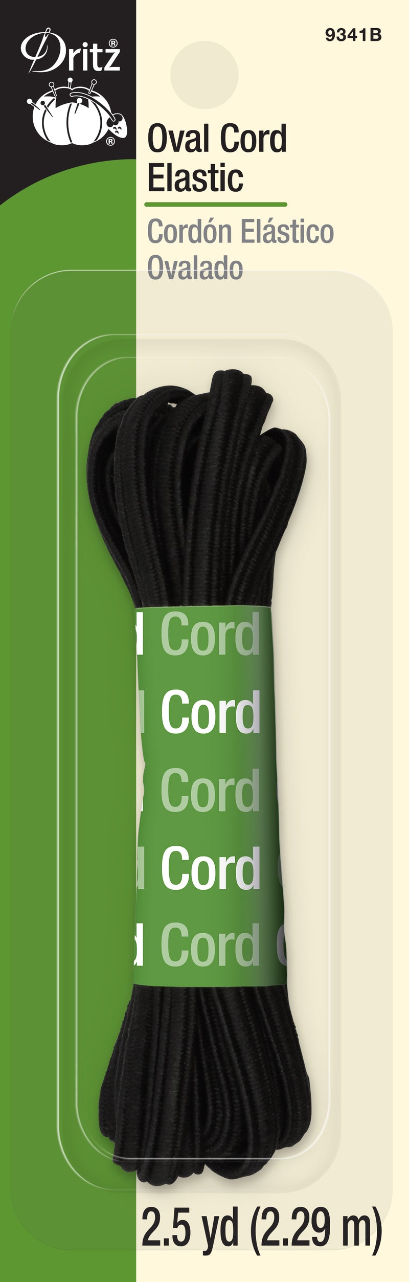 Cargue la imagen en el visor de la galería, 9341B|Dritz Oval Cord Elastic, Black, 2-1/2 yd