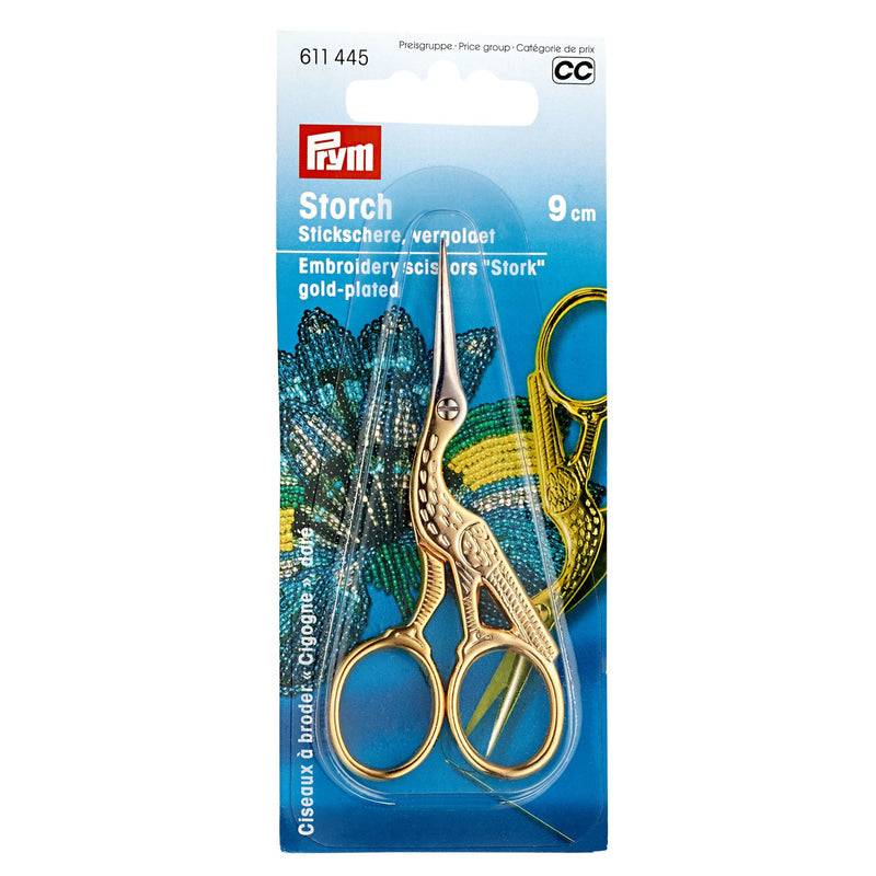 Load image into Gallery viewer, 611445|Prym 3-1/2" Stork Embroidery Scissors, Gold
