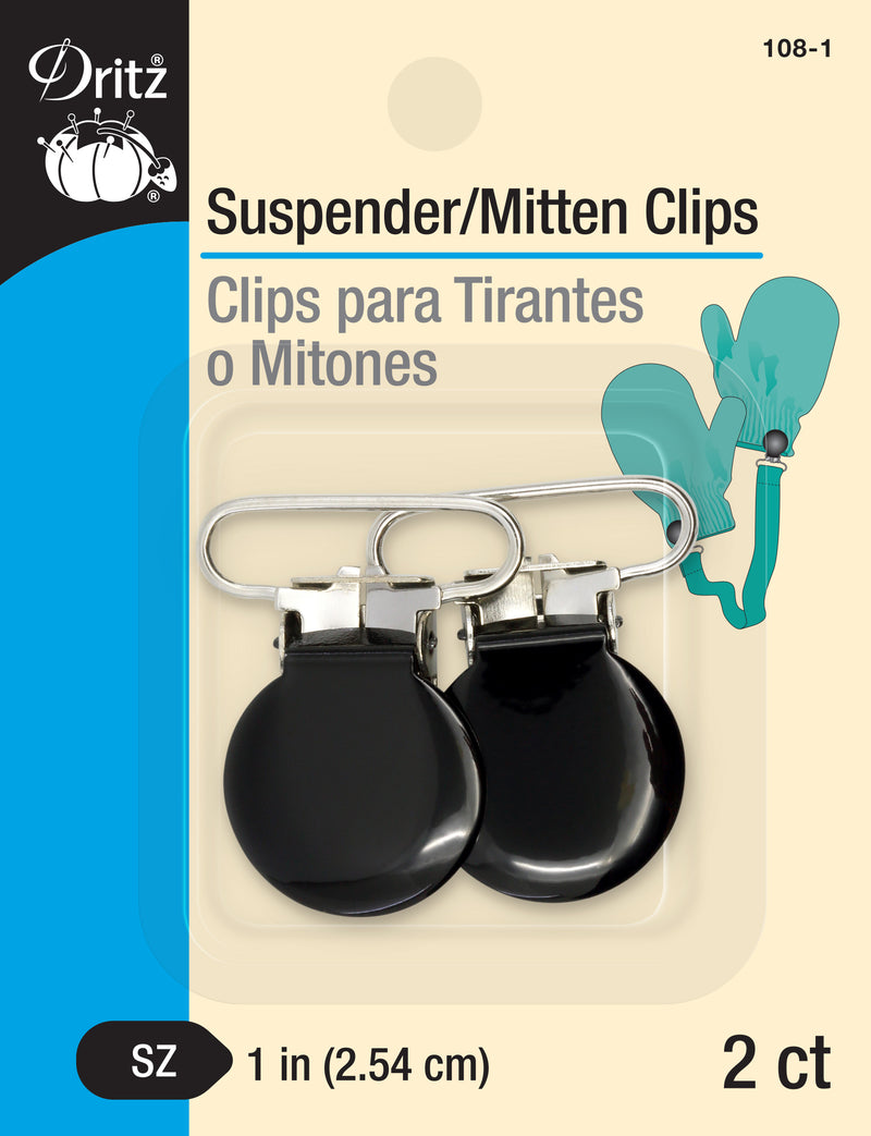 Load image into Gallery viewer, 108-1|Dritz 1" Suspender/Mitten Clips, 2 pc, Black