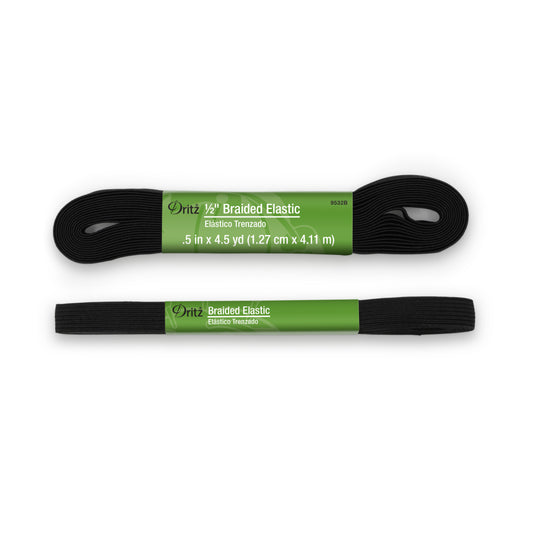 9532B|Dritz 1/2" Black Braided Elastic, 4-1/2 yd